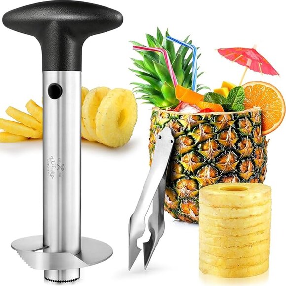 Pineapple Corer and Slicer Stainless Steel Black Handle Zulay NIB New - Picture 5 of 6